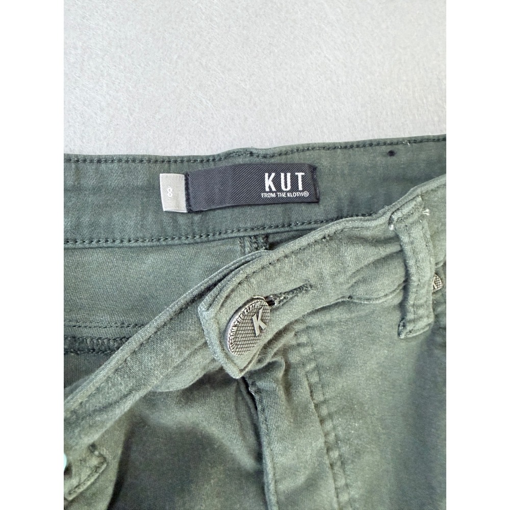KUT from the Kloth Skinny Jeans Olive Green High Rise Pants Women 8 - Picture 3 of 6